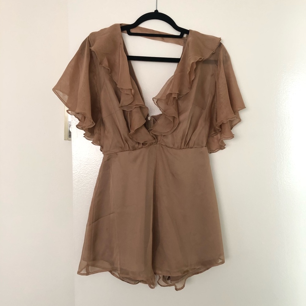 NA-KD Roser The Label Nude Neck Tie Romper Size S